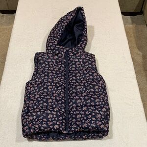 H&M Kids Floral Puffer Vest - Navy and Pink